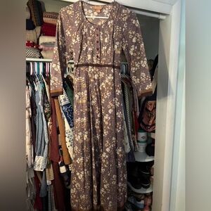 April Purple Floral Long Sleeve Dress